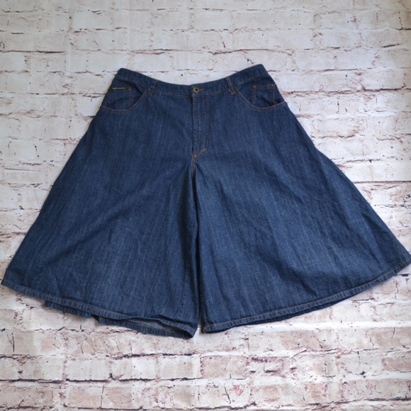 denim culotte shorts